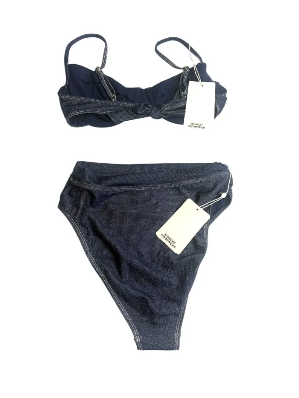 Monday Swimwear Maui Top and Riviera Bottoms in Blue Denim